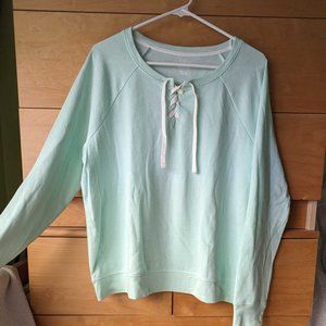 Lightweight green sweatshirt with lace-up detail, XL